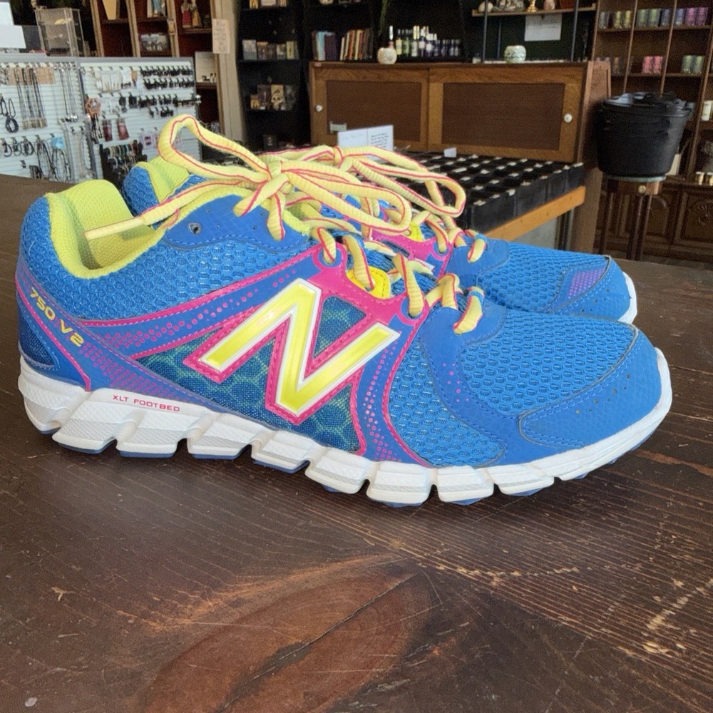 New Balance Womens Size 9.5 750 V2 Running Shoes Blue Neon Pink W750BA2 EUC - Picture 3 of 6